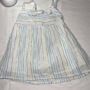 Halter‎ top shirt size xl 14/16 pastel blue, green, yellow & silver lined